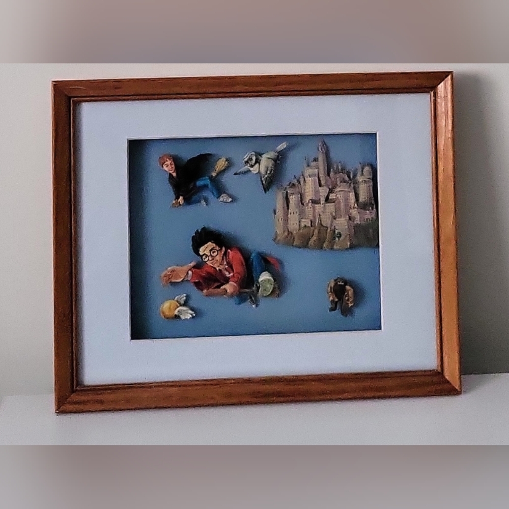 Harry Potter 3d Wall Art. Depicting a Quidditch Match